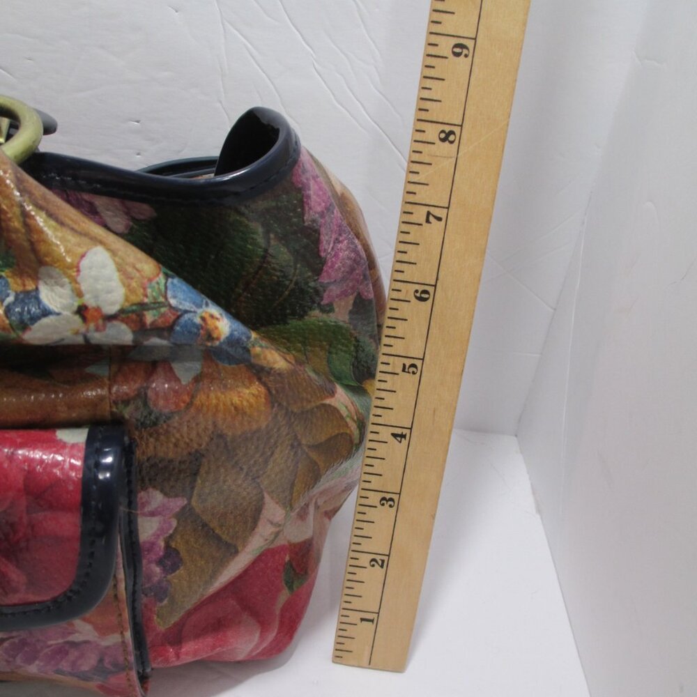 VTG Sharif Originals Floral Patent Leather Handbag Shoulder Bag Purse 14x9x6 - Picture 12 of 13